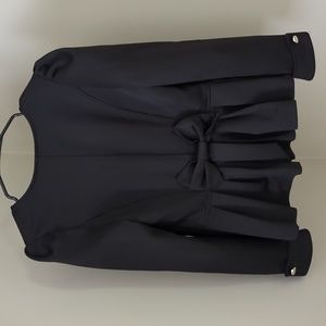 Black Peplum Bow-Back Women's Jacket